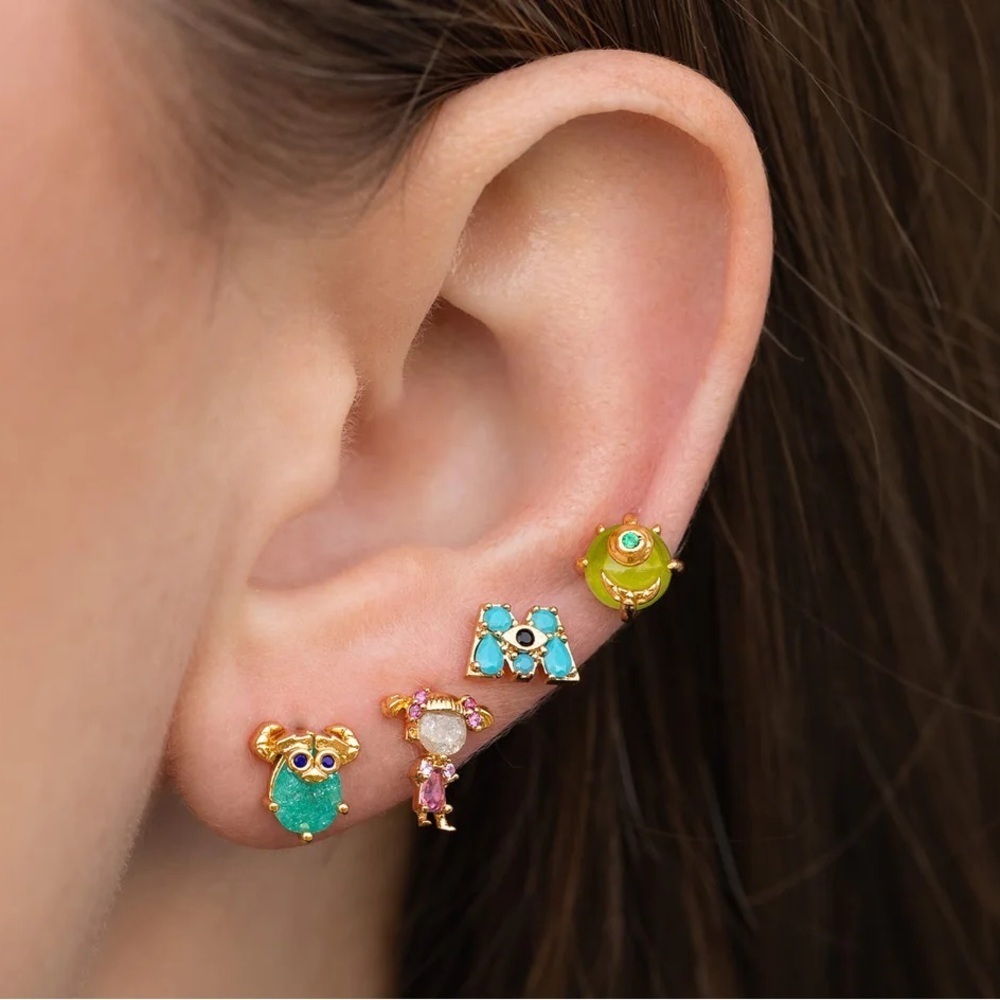 925 Sterling Silver Disney Monsters Inc Theme Earrings Mismatch Asymmetrical - Picture 4 of 4